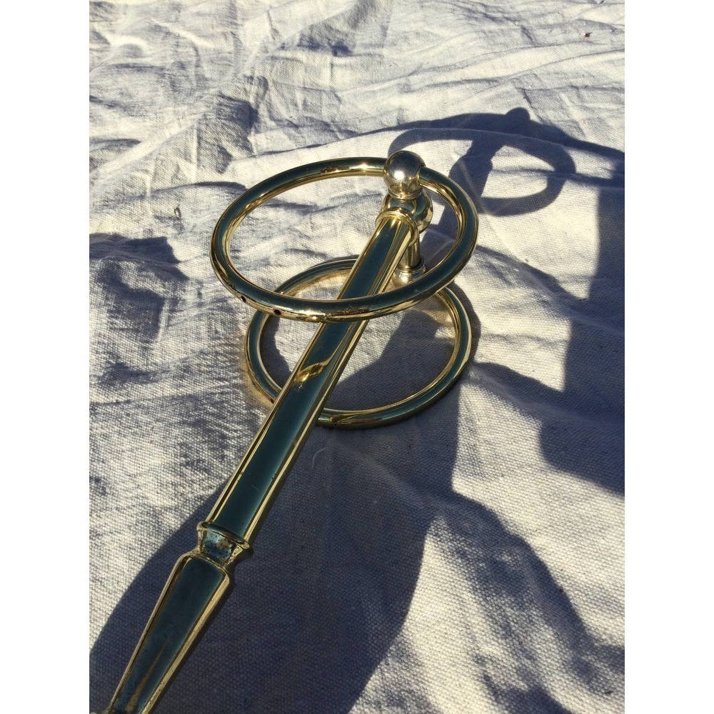 Vtg brass counter towel stand holder circle bathroom 12” gold farmhouse country - Picture 8 of 11